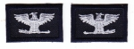 COL Colonel SILVER on MIDNIGHT NAVY collar patches 1.5" SMALL
